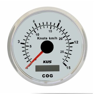 GPS Tachometer bis 28 Km/h für Boote Edelstahl-Weiß  12V oder 24V