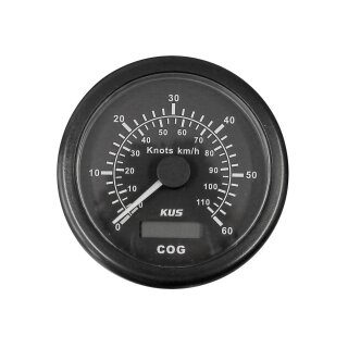 GPS Tachometer bis 110 Km/h für Boote schwarz / Edelstahl 12V oder 24V