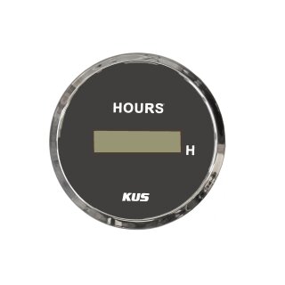 KUS Digitaler Betriebsstundenzähler für Boote Edelstahl - schwarz 12V / 24V