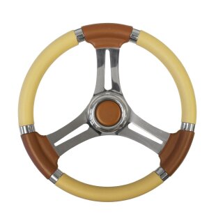 Steuerrad für Sportboote 35cm Edelstahl und Polyurethan gelb-braun