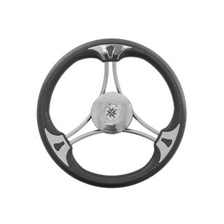 Savoretti Steuerrad für Sportboote 35cm Edelstahl und Polyurethan schwarz